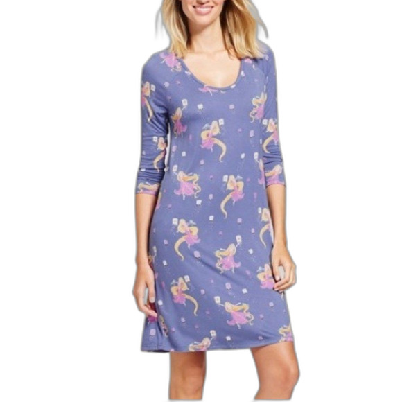 DISNEY X MUNKI MUNKI Nightgown, S, Tangled, Sleep shirt, Blue, Raglan 3/4 slvs - Picture 11 of 11